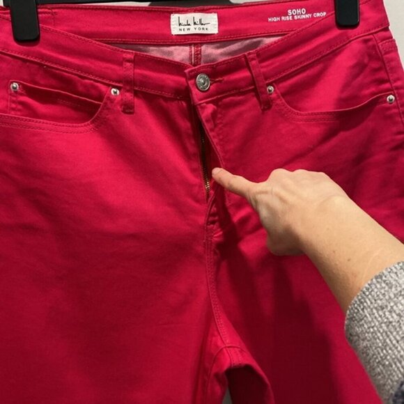 Nicole Miller Raspberry Pink Soho Skinny High Rise Ankle Jeans Size Size 12 - Picture 5 of 13